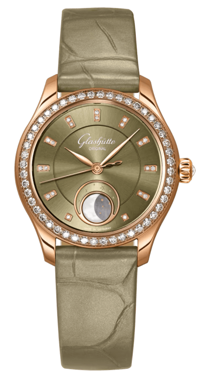 Glashütte Original Serenade Luna Red Gold Diamond Green Alligator (1-35-14-05-15-04)