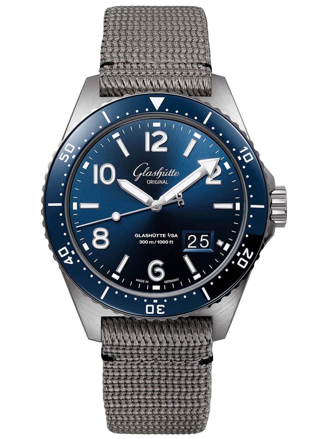 Glashütte Original Spezialist SeaQ Panorama Date Blue Dial Grey Fabric (1-36-13-02-81-34)