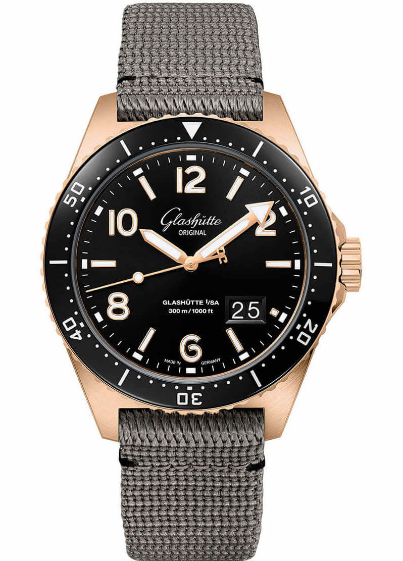 Glashütte Original Spezialist SeaQ Panorama Date Red Gold Grey Fabric (1-36-13-03-90-34)