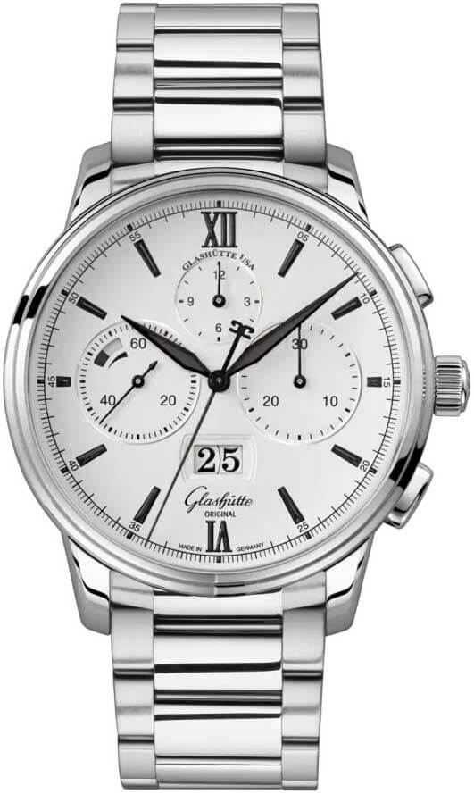 Glashütte Original Senator Chronograph Panorama Date White Steel (1-37-01-05-02-71)