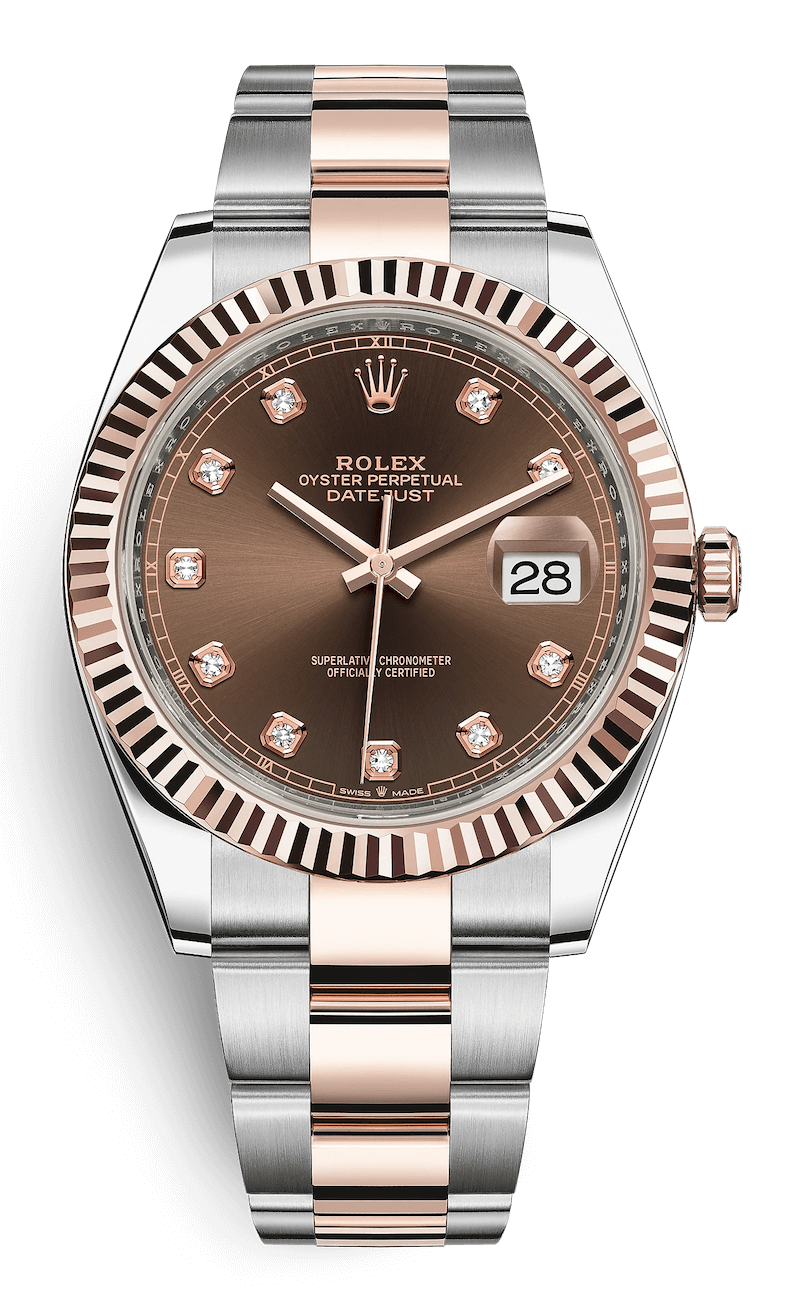 Rolex Datejust 41 Everose Rolesor Chocolate Diamond Oyster Men’s Watch (126331)