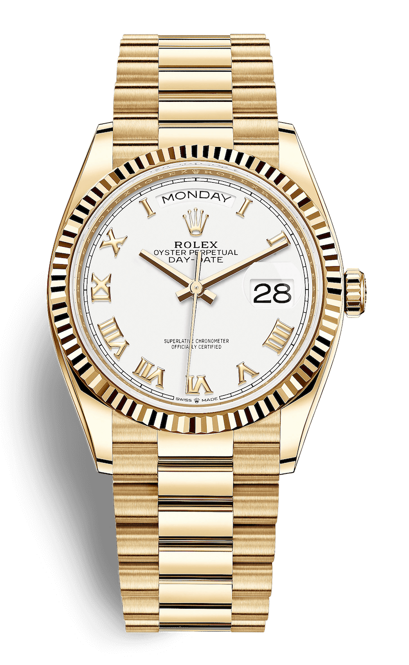 Rolex Day-Date 36 Yellow Gold President Bracelet Unisex Watch (128238)