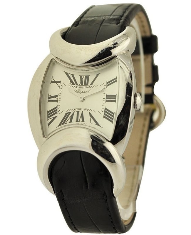 Chopard Carissima Ladies Boutique Edition White Gold on Black Leather (REF. 129333/1001)