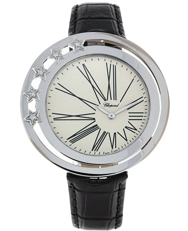 Chopard Classic White Gold Star Diamond Bezel Beige Dial on Black Alligator (REF. 137625-1001)