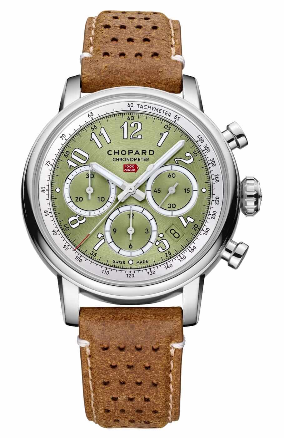 Chopard Mille Miglia Classic Chronograph Verde Chiaro Steel Calfskin Men’s Watch (168619-3004)