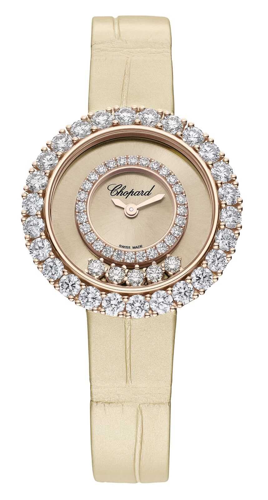 Chopard Happy Diamonds Joaillerie Rose Gold Diamond Beige Alligator Ladies Watch (205369-5002)