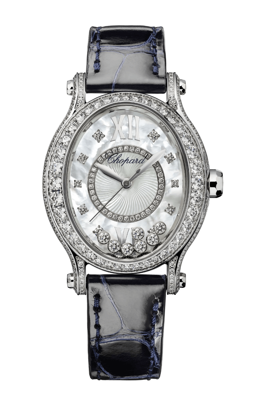 Chopard Happy Sport White Gold Diamond Blue Alligator Ladies Watch (275372-1001)