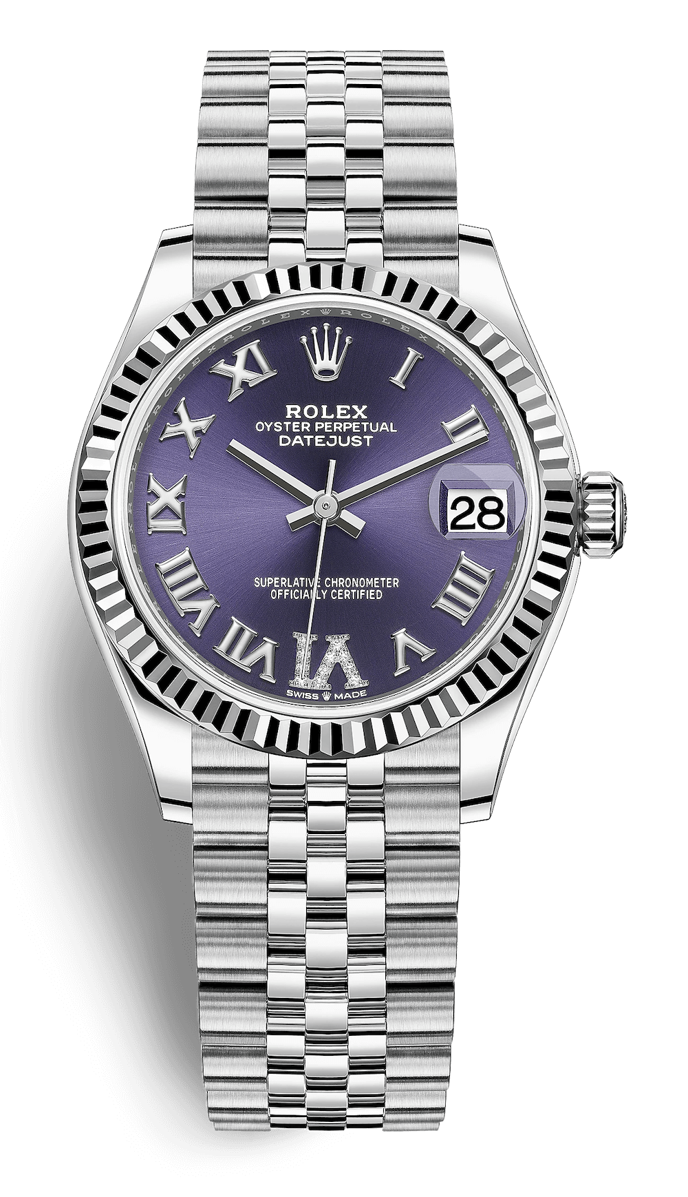 Rolex Datejust 31 White Rolesor Purple Oystersteel Jubilee Ladies Watch (278274)