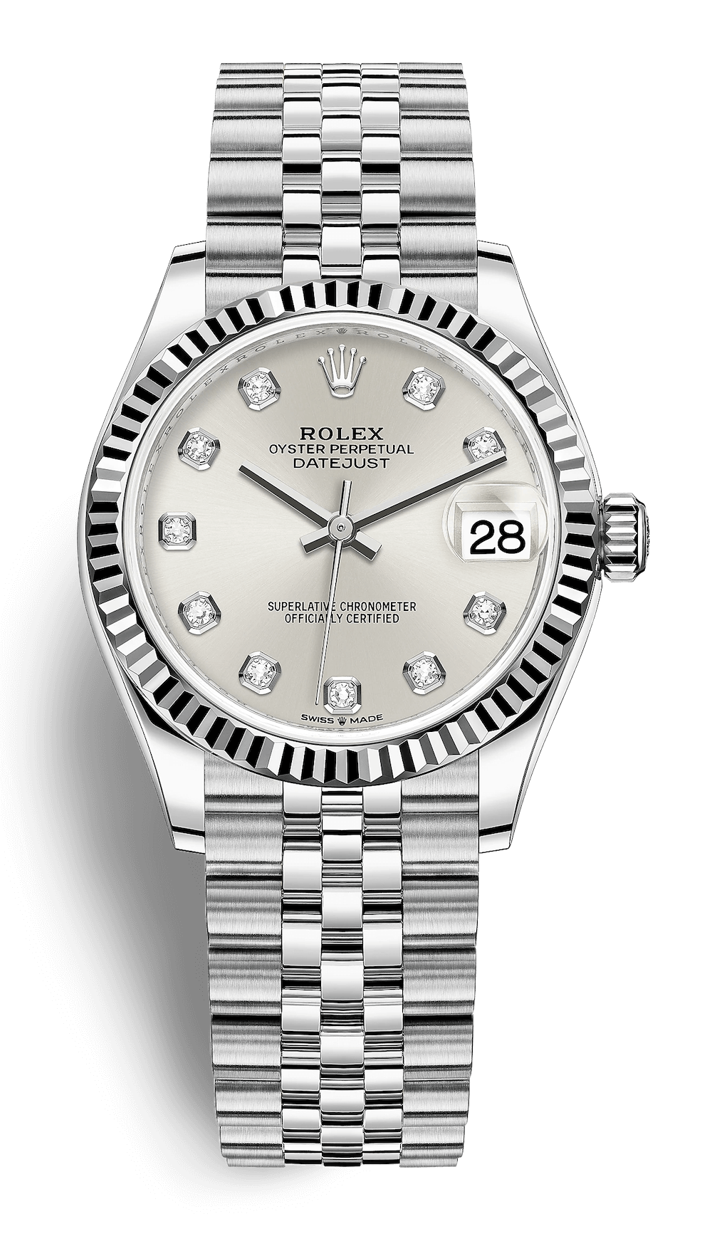Rolex Datejust 31 White Rolesor Silver Diamond Oystersteel Jubilee Ladies Watch (278274)