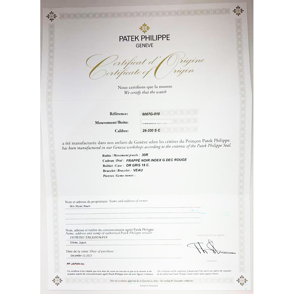 Patek Philippe Calatrava 40mm White Gold 6007G-010 – Carbon Fiber Dial