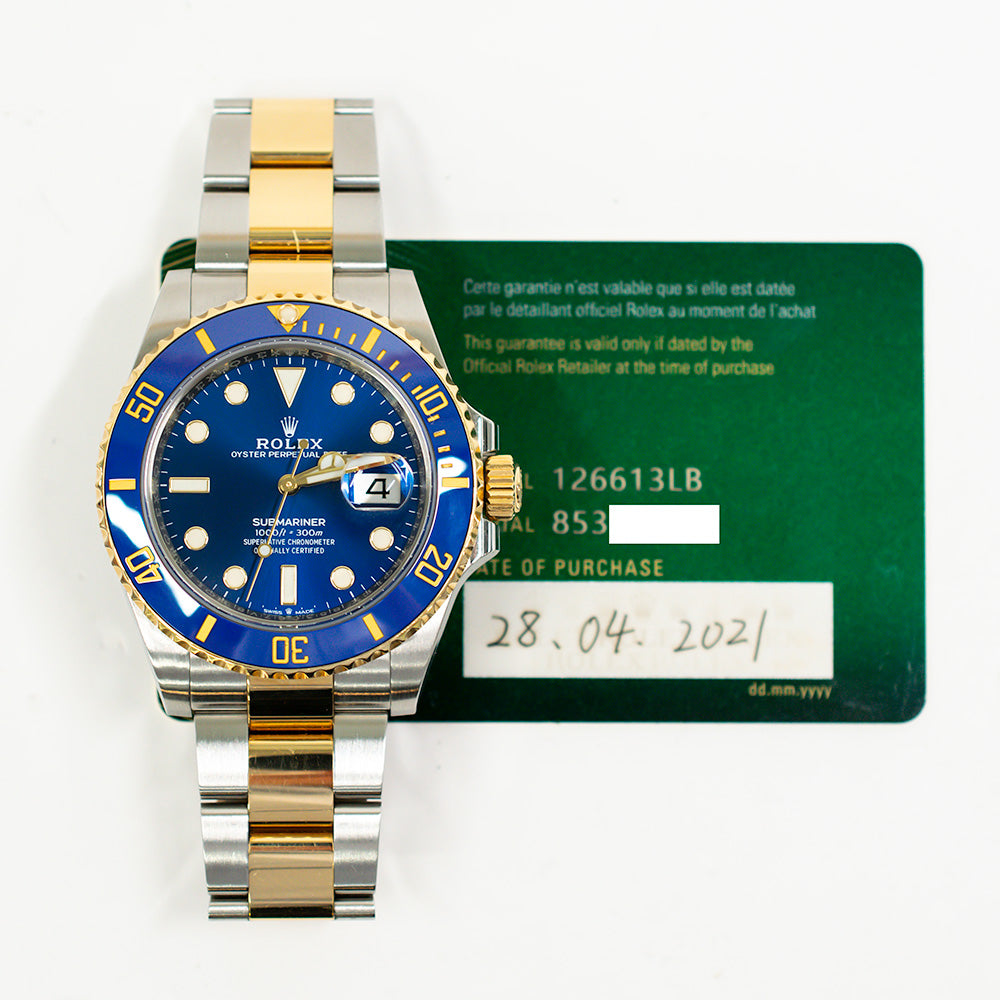 Rolex Submariner Date 41mm Steel and Yellow Gold Blue Bezel 126613LB – Blue Dial