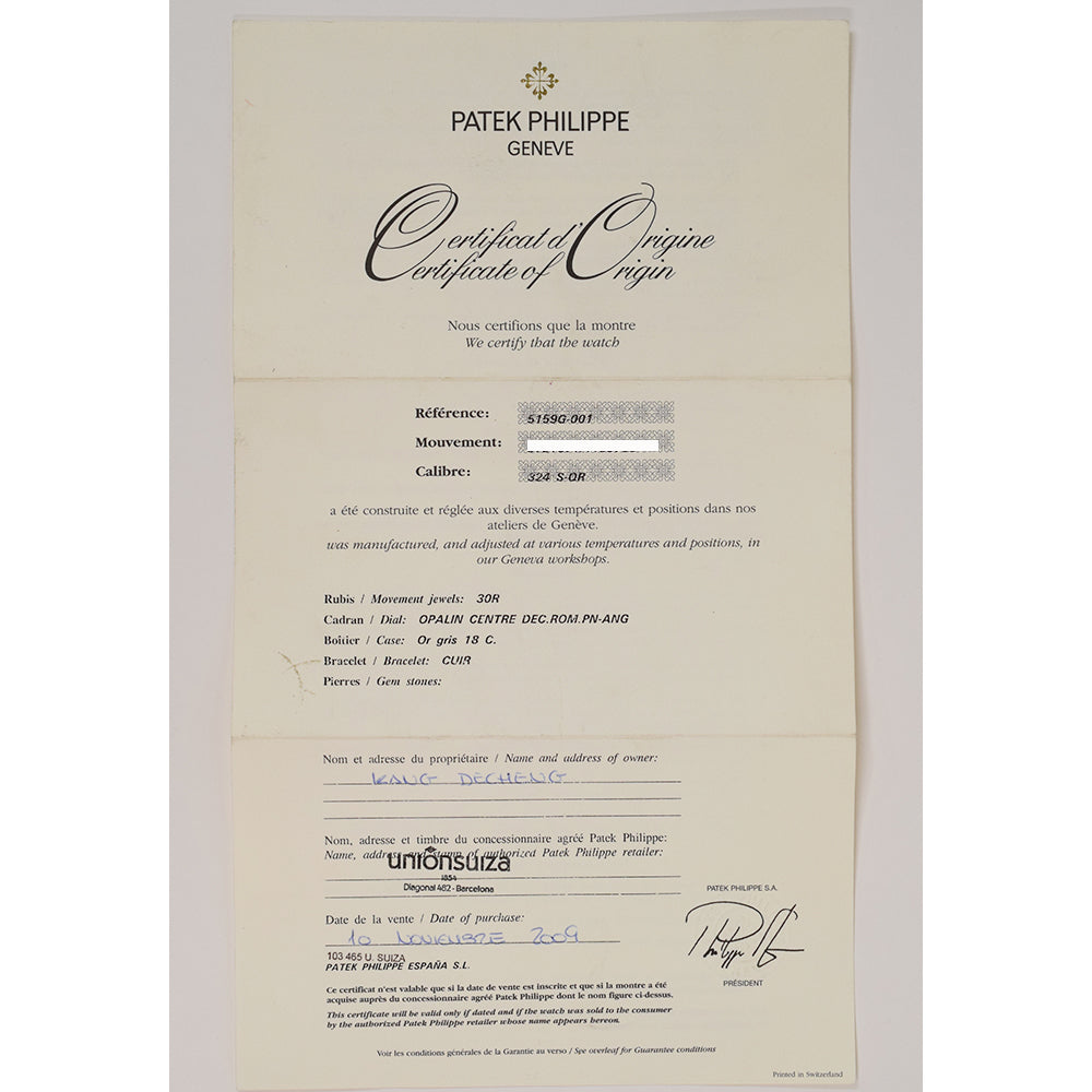 Patek Philippe Perpetual Calendar Retrograde 38mm 5159G-001 – White Roman Dial