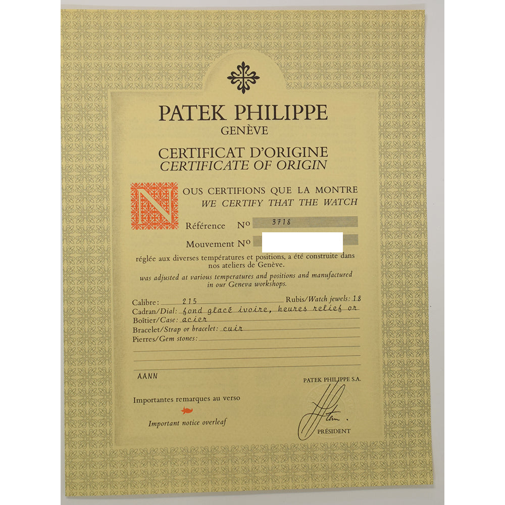 Patek Philippe Calatrava 150th Anniversary 38mm 3718A – Ivory Dial