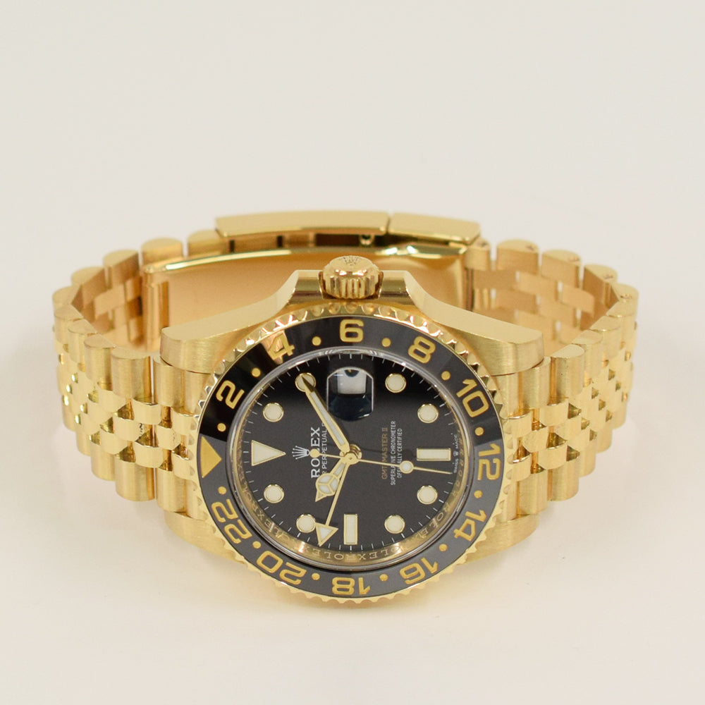 Rolex GMT-Master II 40mm Yellow Gold Grey Black Bezel 126718GRNR – Black Dial