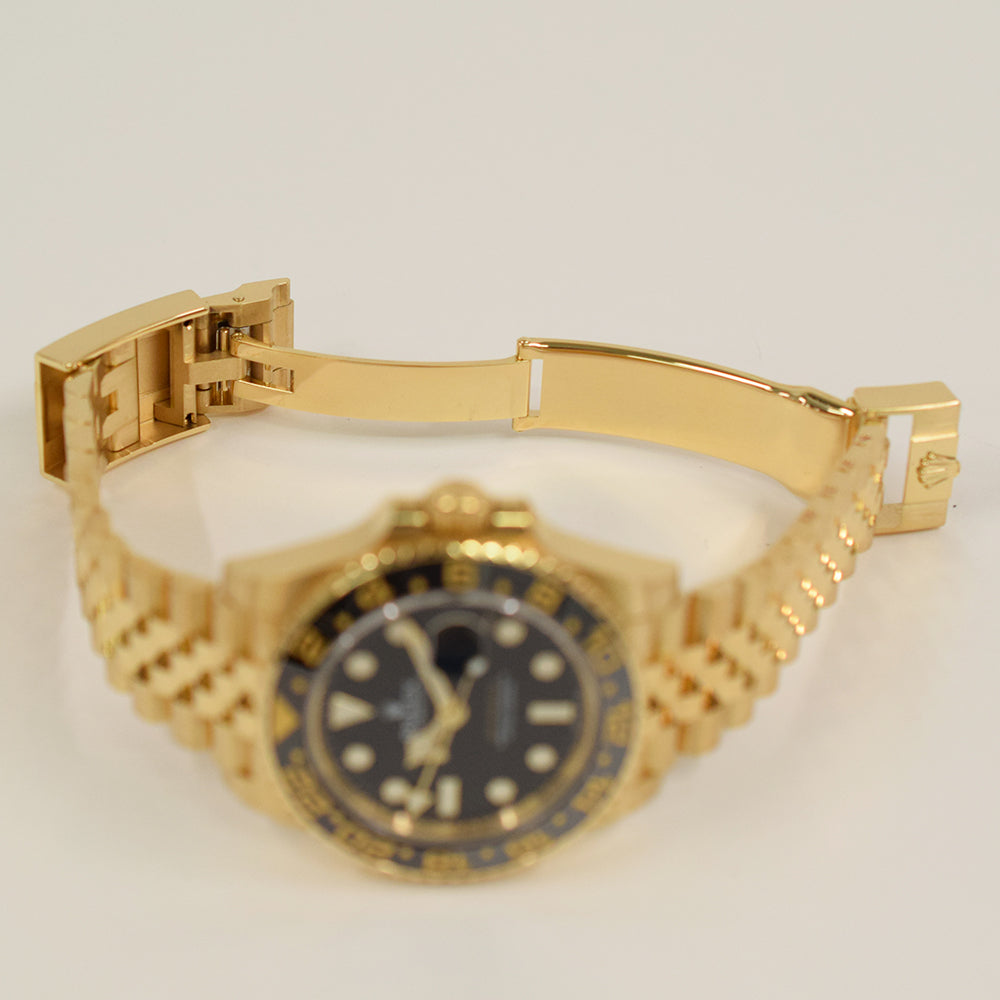 Rolex GMT-Master II 40mm Yellow Gold Grey Black Bezel 126718GRNR – Black Dial