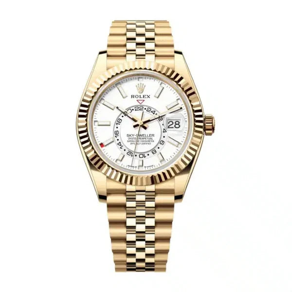 Rolex Sky-Dweller Bright White Yellow Gold Jubilee Men’s Watch (336938)