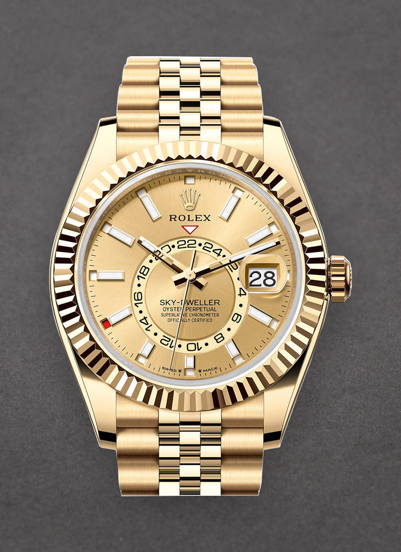 Rolex Sky-Dweller Champagne Yellow Gold Jubilee Men’s Watch (336938)