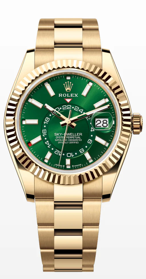 Rolex Sky-Dweller Intense Green Yellow Gold Oyster Men’s Watch (336938)