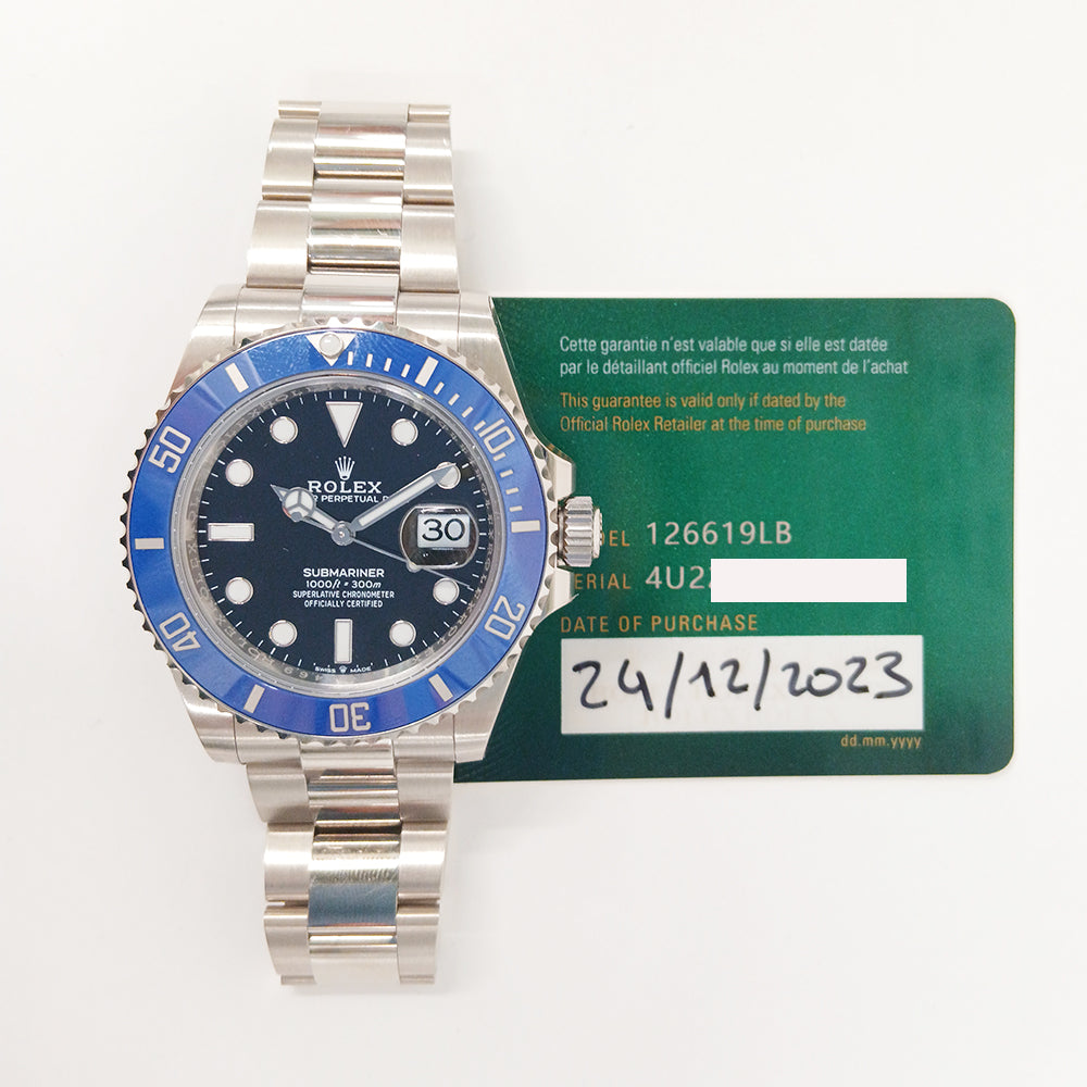 Rolex Submariner Date 41mm White Gold Blue Bezel 126619LB – Black Dial