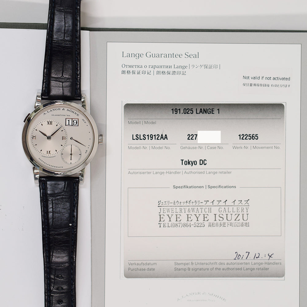 A. Lange & Söhne Lange 1 38.5mm Platinum 191.025 – Silver Roman Dial