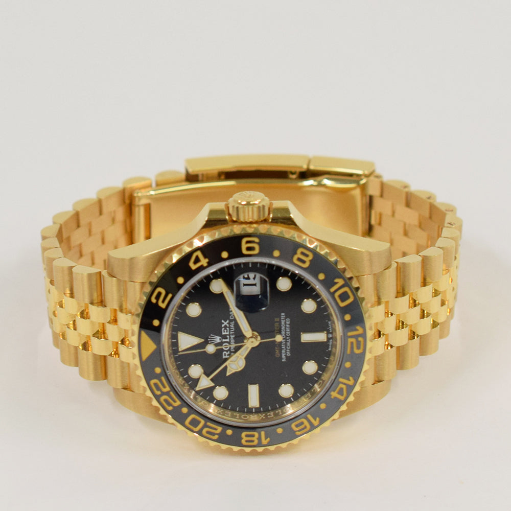 Rolex GMT-Master II 40mm Yellow Gold Grey Black Bezel 126718GRNR – Black Dial