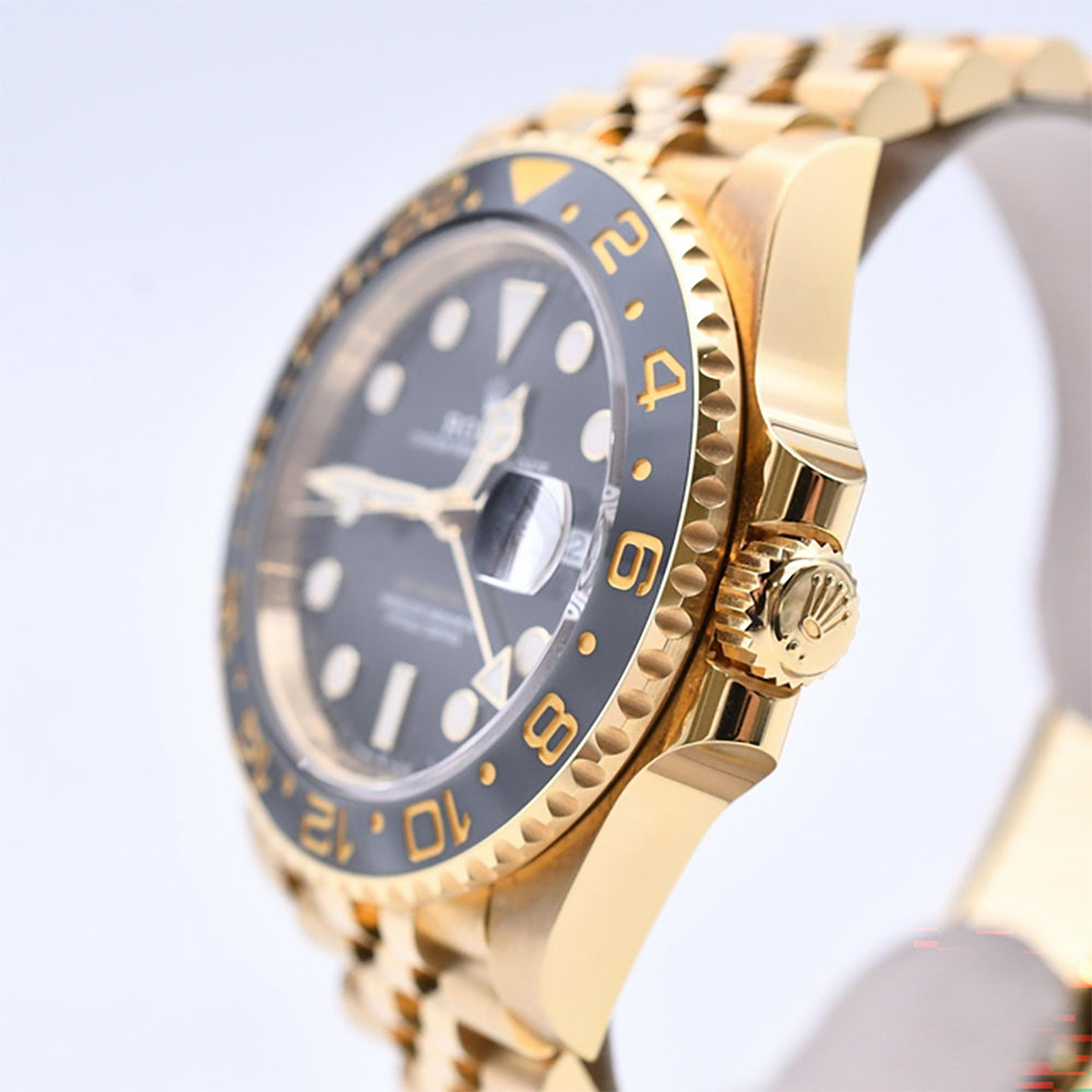 Rolex GMT-Master II 40mm Yellow Gold Grey Black Bezel 126718GRNR – Black Dial