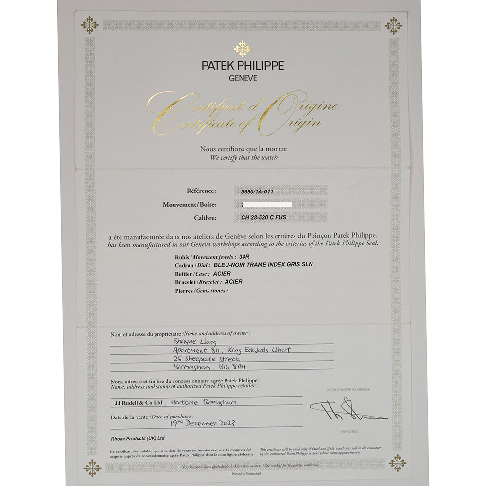 Patek Philippe Nautilus Travel Time Flyback Chronograph 40.5mm 5990/1A-011 – Blue Dial