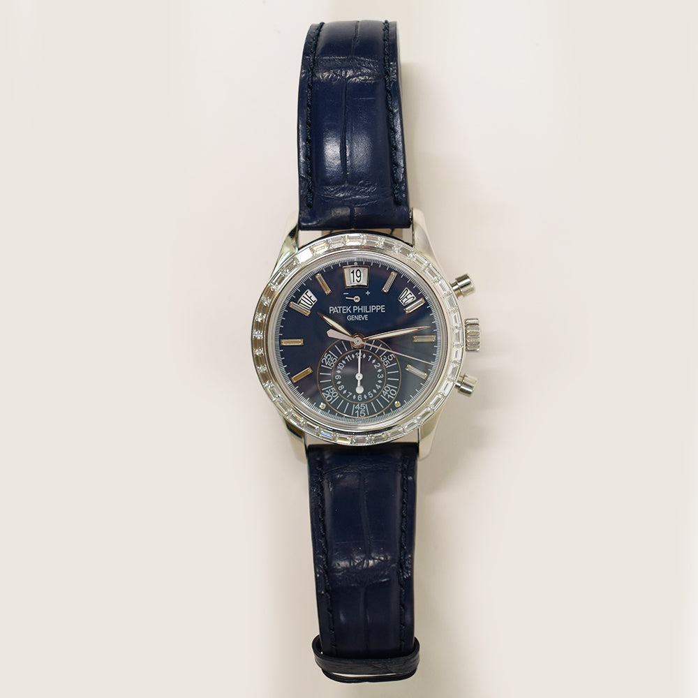 Patek Philippe Annual Calendar Chronograph 40.5mm 5961P-001 – Blue Baguette Diamond Dial