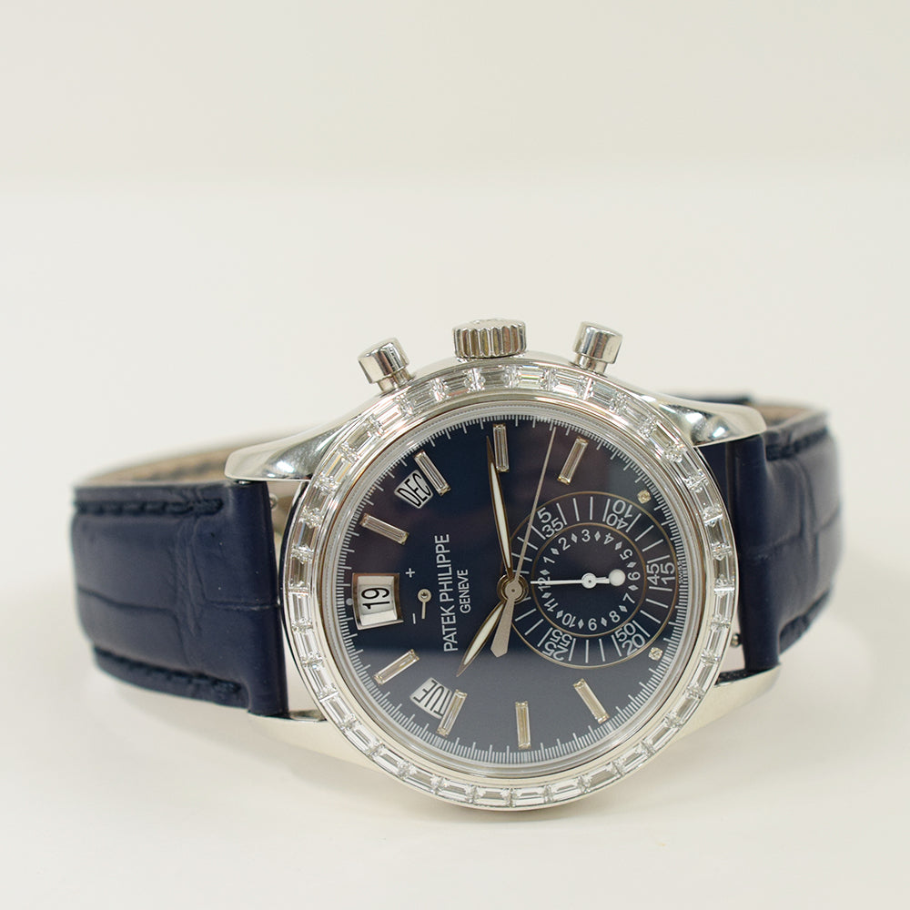 Patek Philippe Annual Calendar Chronograph 40.5mm 5961P-001 – Blue Baguette Diamond Dial