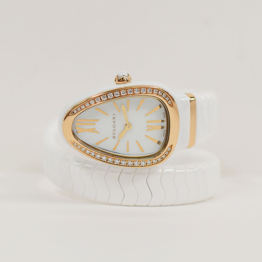 Bvlgari Serpenti Spiga 35mm White Gold SPC35WG – White Roman Dial