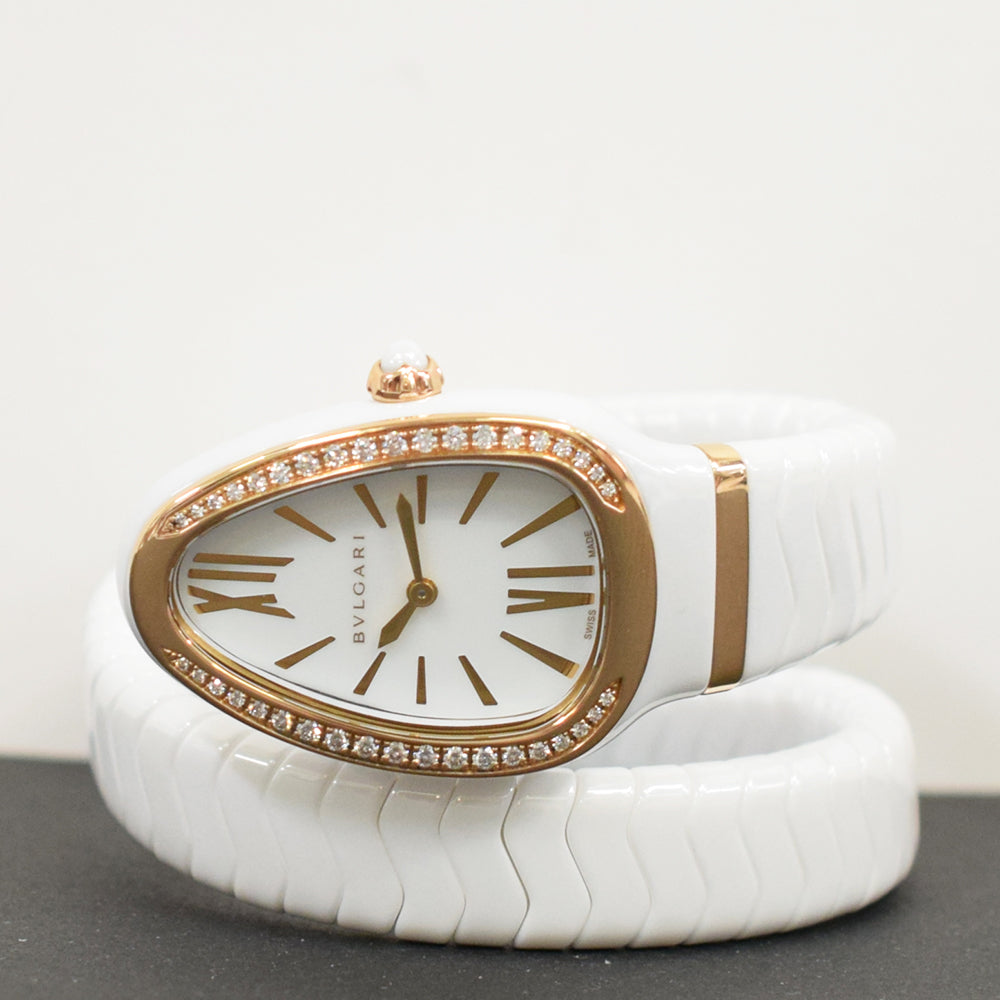 Bvlgari Serpenti Spiga 35mm White Gold SPC35WG – White Roman Dial