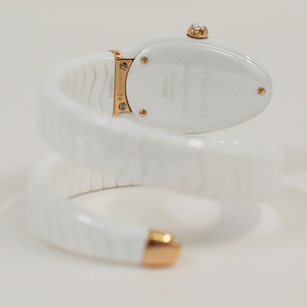 Bvlgari Serpenti Spiga 35mm White Gold SPC35WG – White Roman Dial
