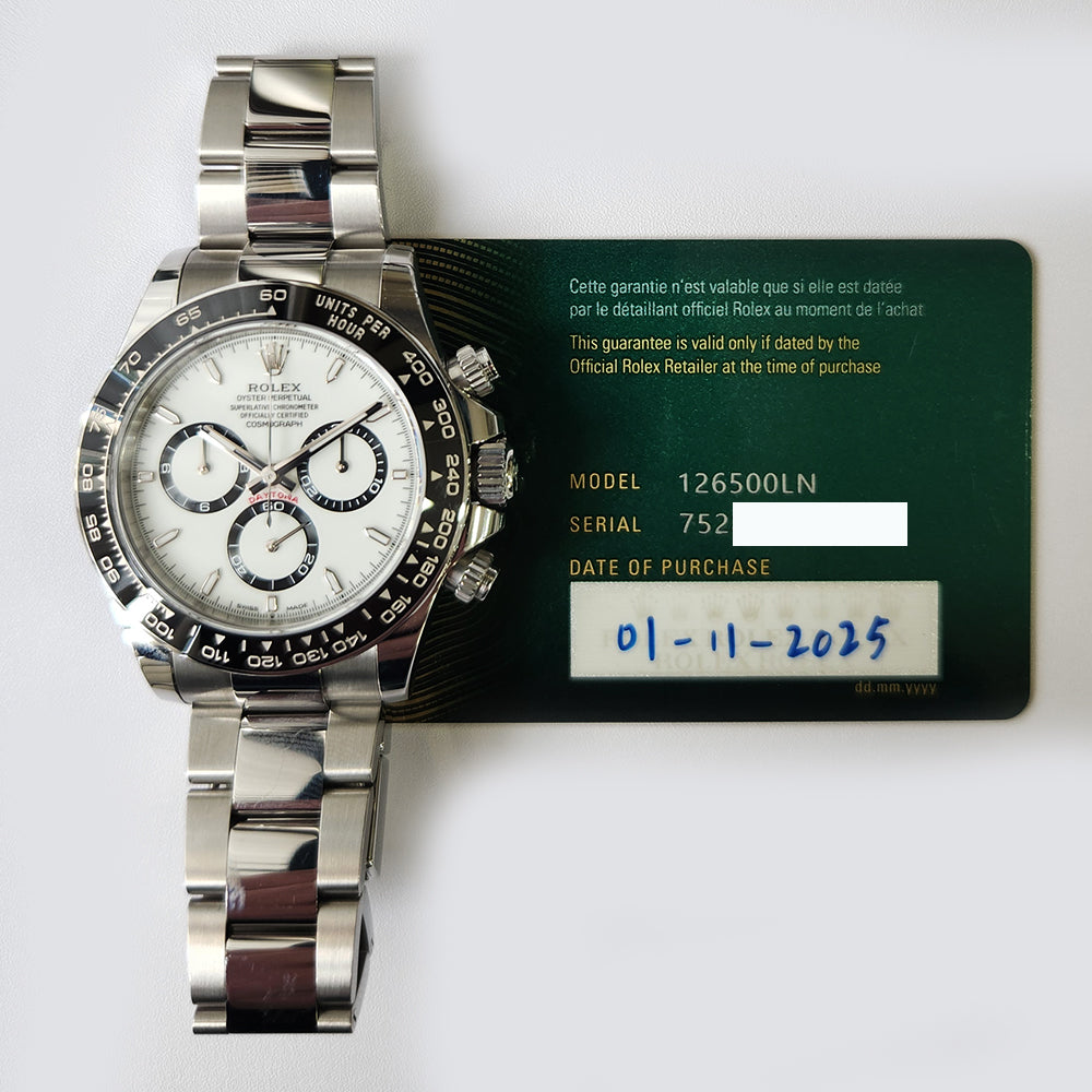 Rolex Cosmograph Daytona 40mm Steel Ceramic Bezel 126500LN – White Dial