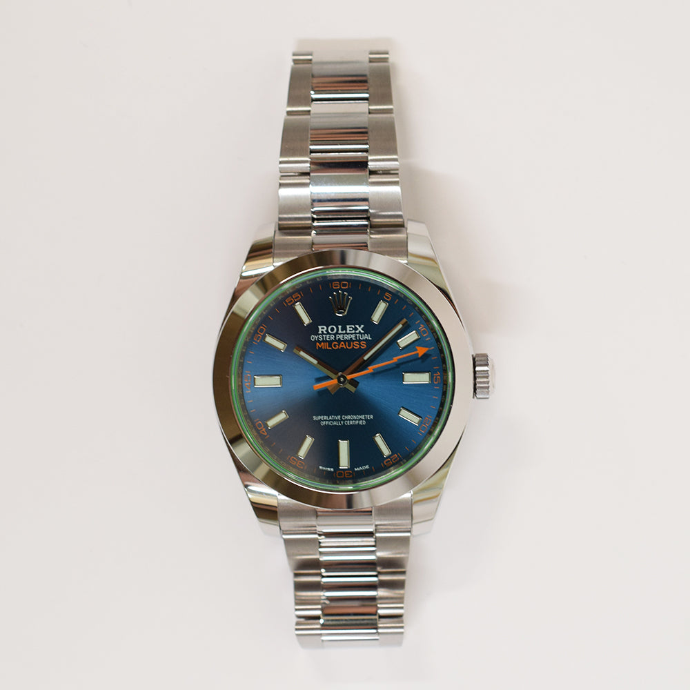 Rolex Milgauss Green Crystal 40mm 116400GV – Blue Dial