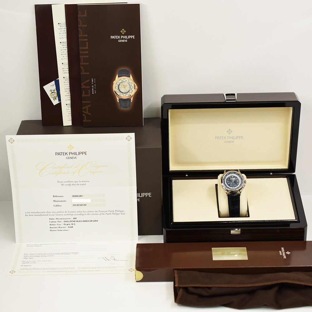 Patek Philippe World Time Flyback Chronograph 39.5mm 5930G-001 – Blue Dial