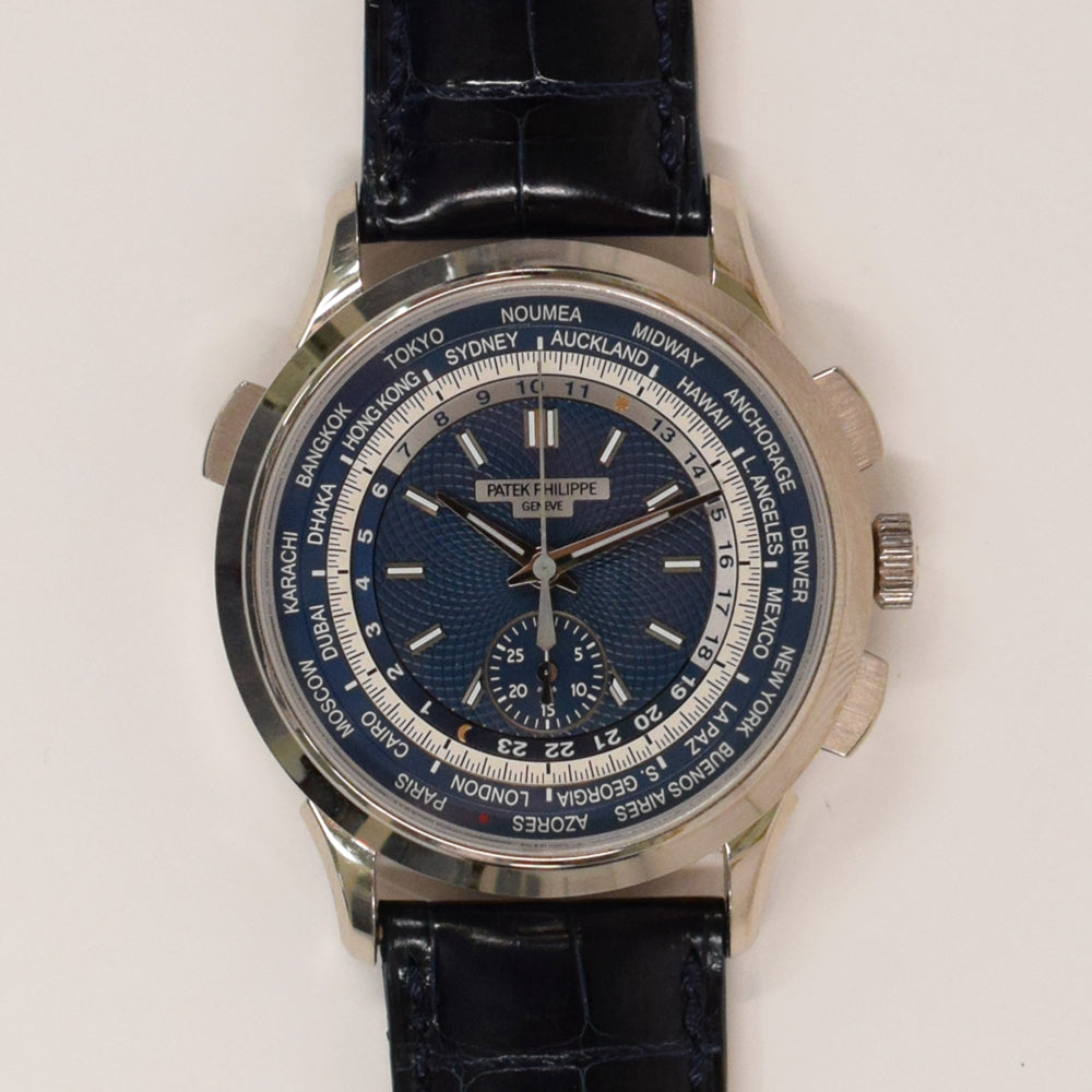 Patek Philippe World Time Flyback Chronograph 39.5mm 5930G-001 – Blue Dial