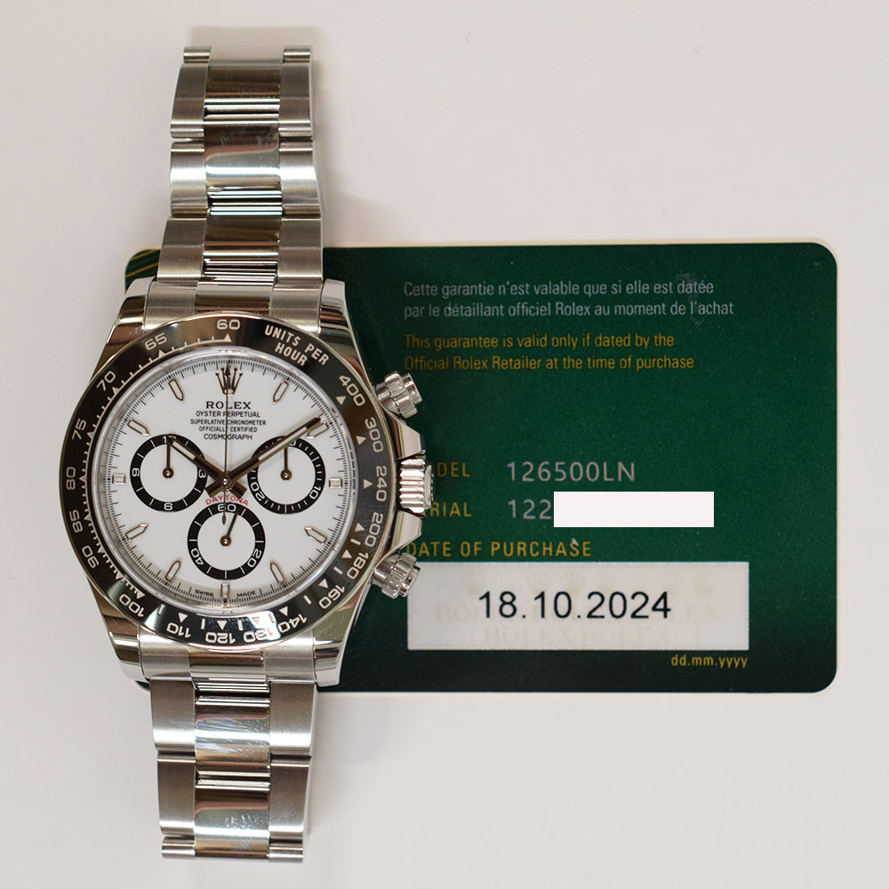 Rolex Cosmograph Daytona 40mm Steel Ceramic Bezel 126500LN – White Dial
