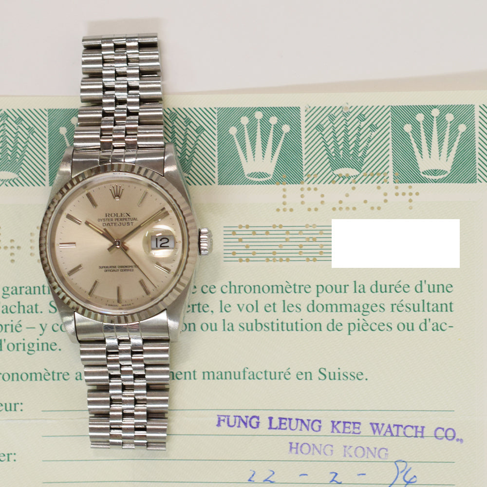 Rolex Datejust 36mm Steel and White Gold 16234 – Silver Dial