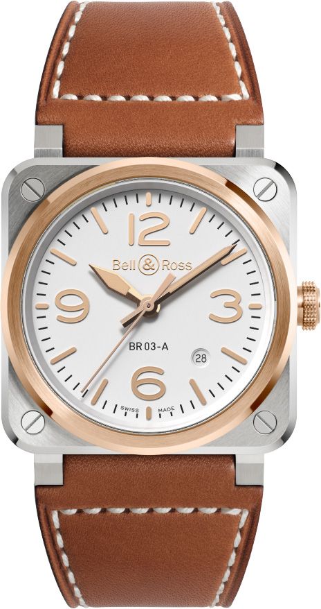 Bell & Ross BR 03 White Steel & Gold (BR03A-WH-STPG/SCA)