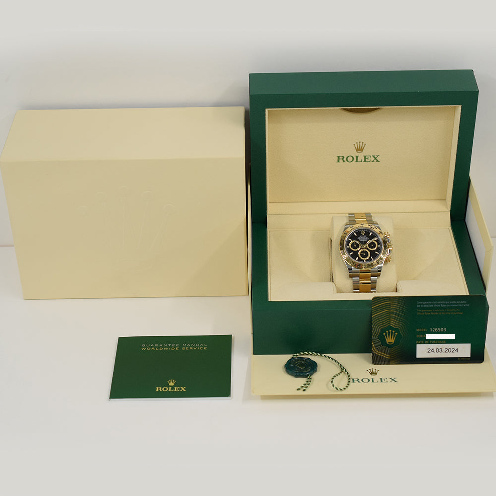 Rolex Cosmograph Daytona 40mm Steel and Yellow Gold 126503 – Black Dial