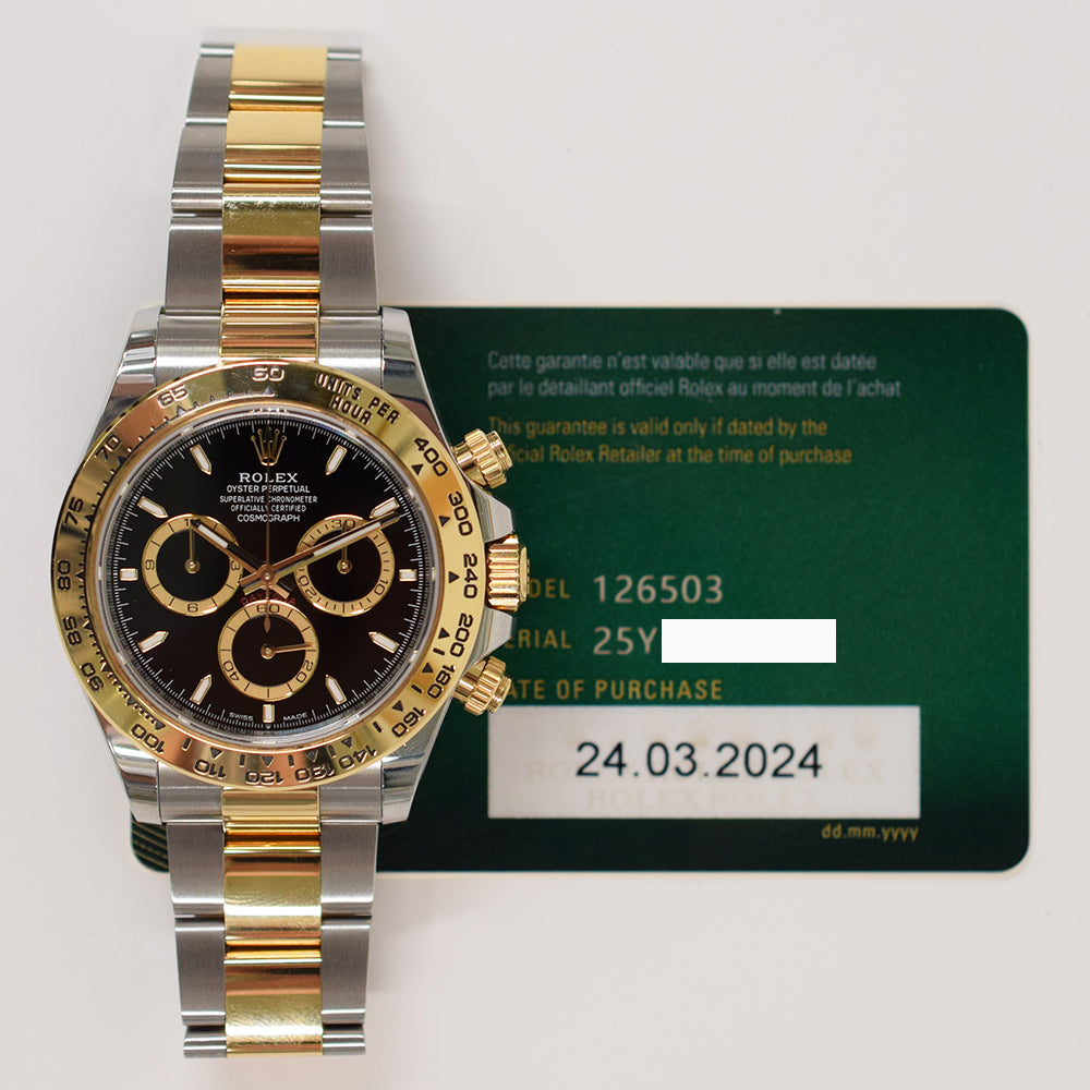 Rolex Cosmograph Daytona 40mm Steel and Yellow Gold 126503 – Black Dial