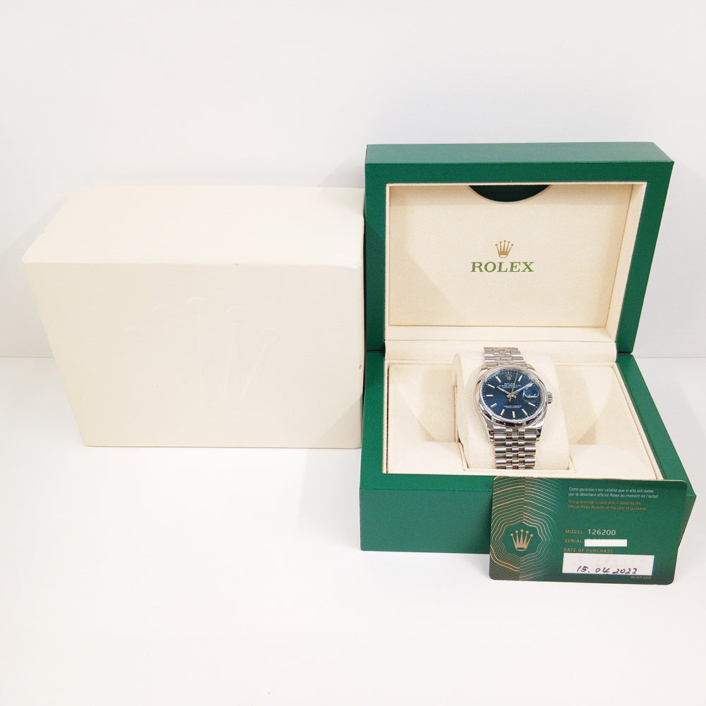 Rolex Datejust 36mm Steel Domed Bezel 126200 – Blue Dial