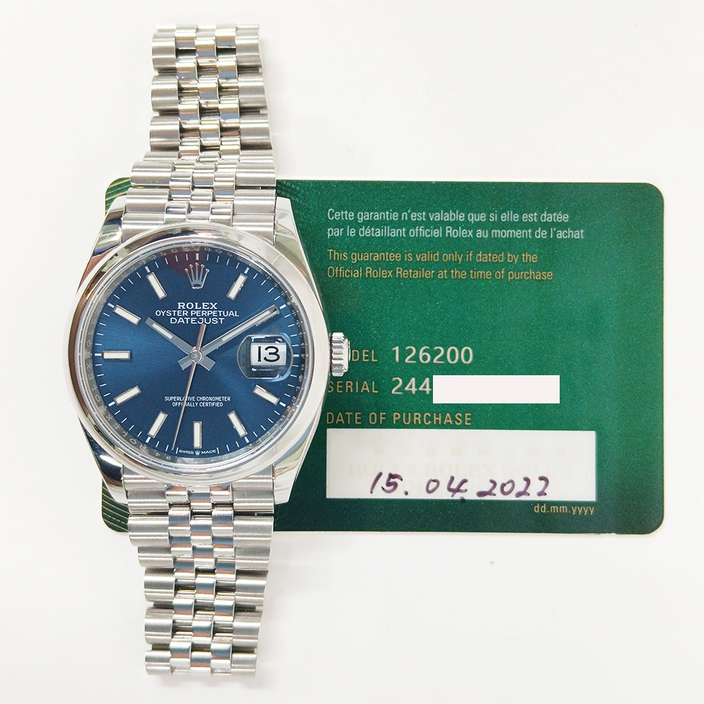 Rolex Datejust 36mm Steel Domed Bezel 126200 – Blue Dial