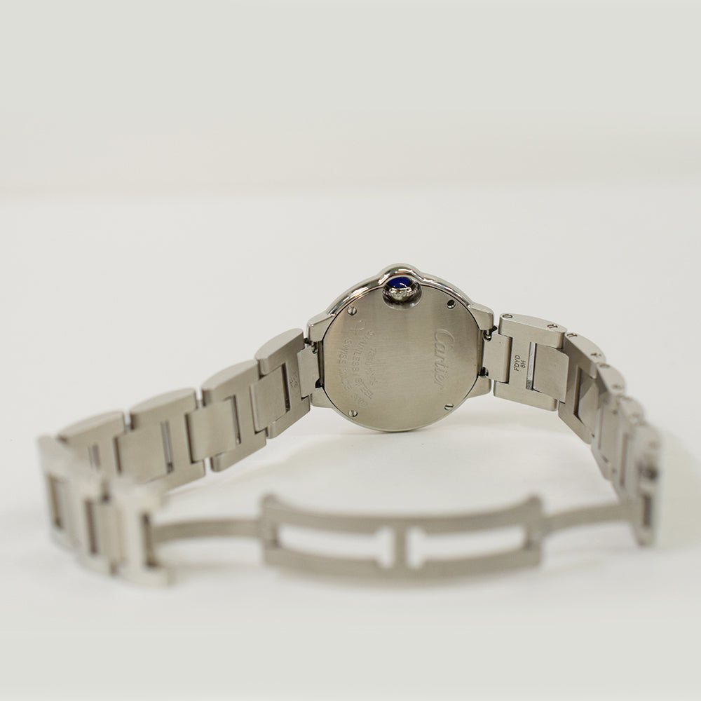 Cartier Ballon Bleu Small 28mm Diamond Bezel Steel W4BB0015 – Ivory Roman Dial