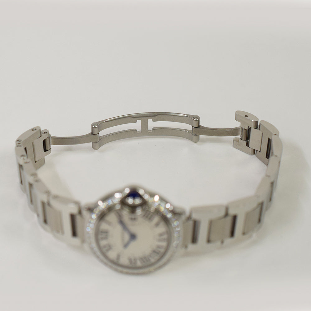 Cartier Ballon Bleu Small 28mm Diamond Bezel Steel W4BB0015 – Ivory Roman Dial