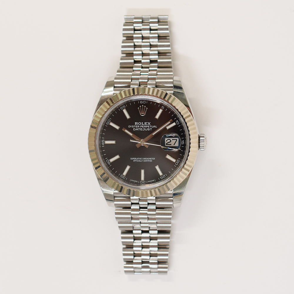 Rolex Datejust 41mm Steel and White Gold Fluted Bezel 126334 – Black Dial