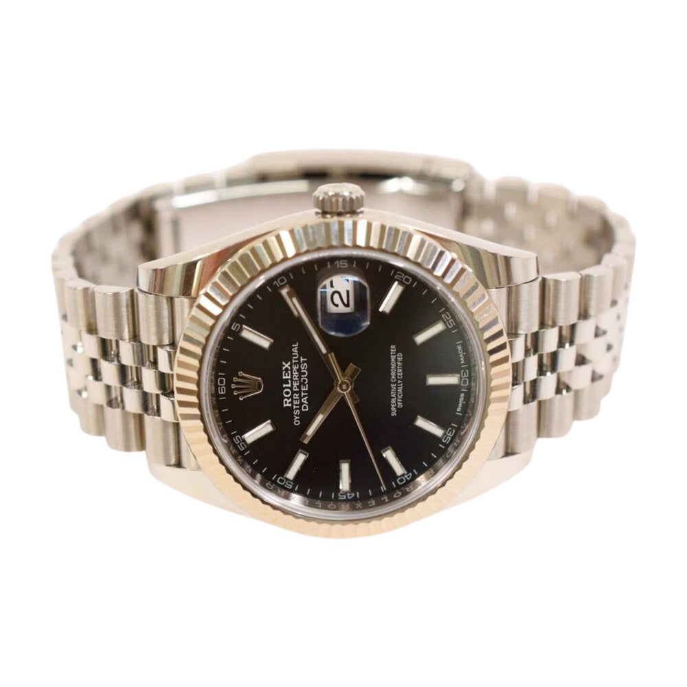Rolex Datejust 41mm Steel and White Gold Fluted Bezel 126334 – Black Dial