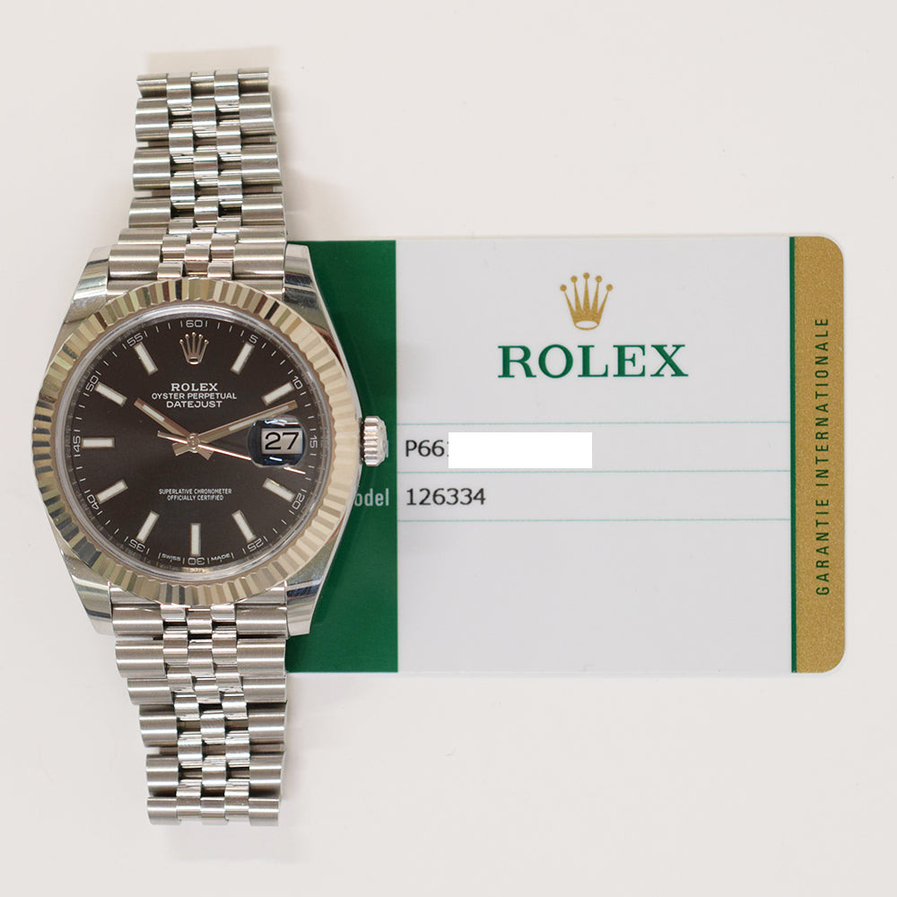 Rolex Datejust 41mm Steel and White Gold Fluted Bezel 126334 – Black Dial