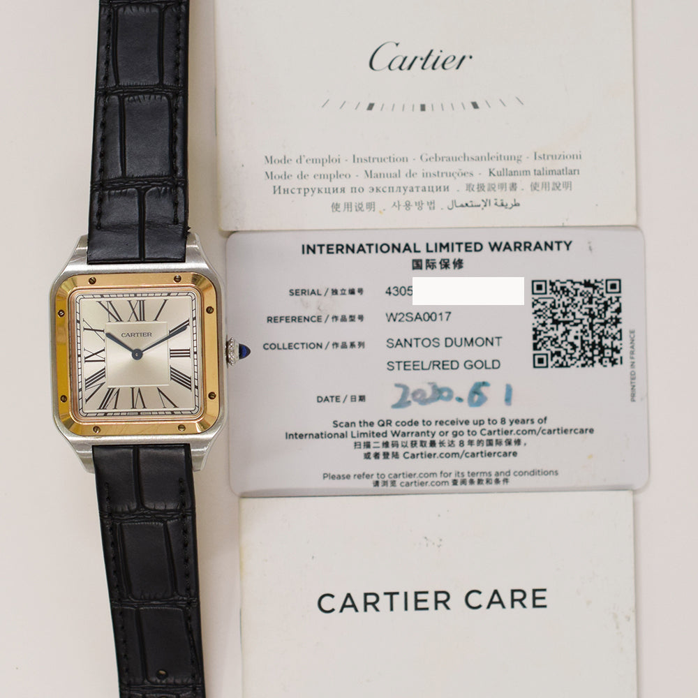 Cartier Santos-Dumont XL Steel and Rose Gold W2SA0017 – Silver Roman Dial