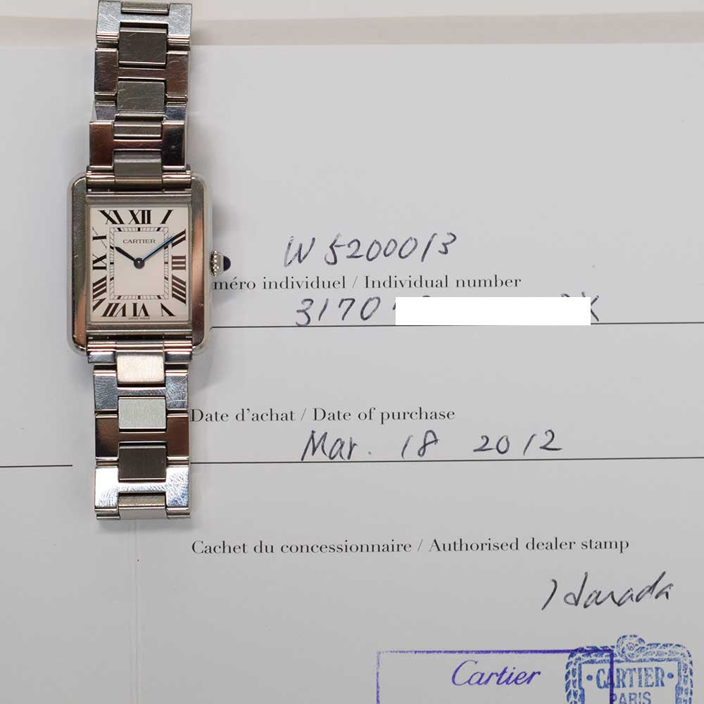 Cartier Tank Solo Small Stainless Steel W5200013 – Silver Roman Dial